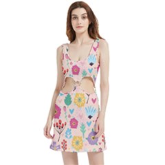 Tekstura-fon-tsvety-berries-flowers-pattern-seamless Velvet Cutout Dress by Sobalvarro