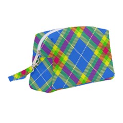 Clown Costume Plaid Striped Wristlet Pouch Bag (medium) by SpinnyChairDesigns