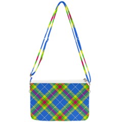 Clown Costume Plaid Striped Double Gusset Crossbody Bag by SpinnyChairDesigns