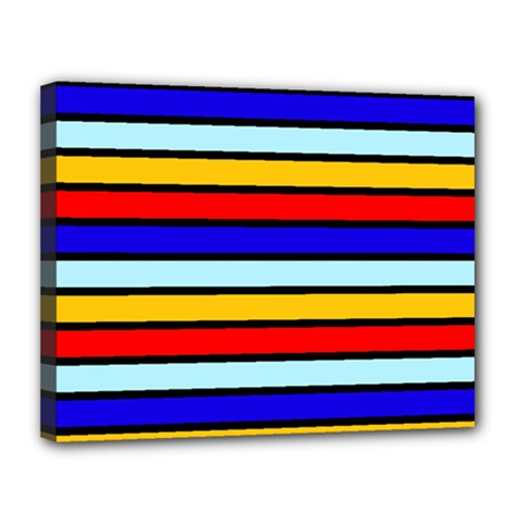 Red And Blue Contrast Yellow Stripes Canvas 14  X 11  (stretched) by tmsartbazaar