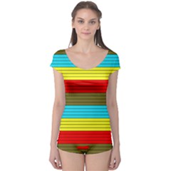 Multicolor With Black Lines Boyleg Leotard  by tmsartbazaar