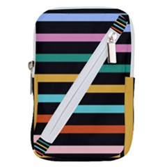 Colorful Mime Black Stripes Belt Pouch Bag (small) by tmsartbazaar
