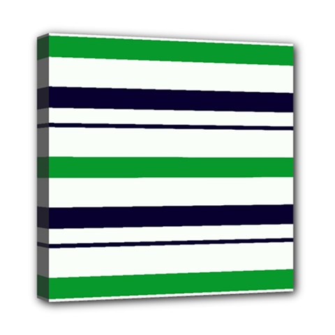 Green With Blue Stripes Mini Canvas 8  X 8  (stretched) by tmsartbazaar