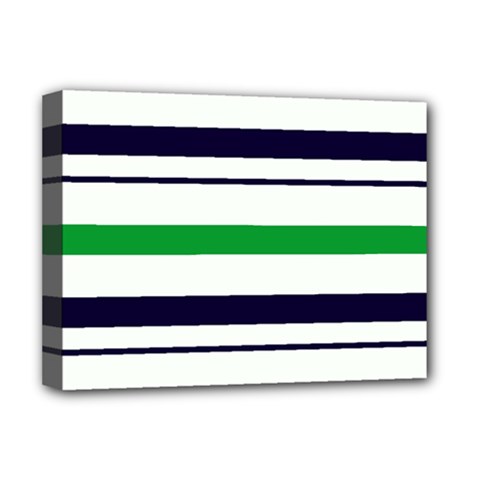 Green With Blue Stripes Deluxe Canvas 16  X 12  (stretched)  by tmsartbazaar