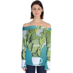 Illustrations Drink Off Shoulder Long Sleeve Top by HermanTelo