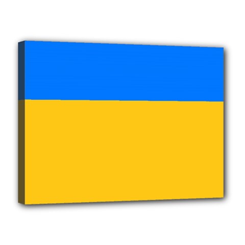 Bright Yellow With Blue Canvas 16  X 12  (stretched) by tmsartbazaar