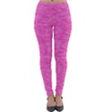 Neon Pink Color Texture Lightweight Velour Leggings View1