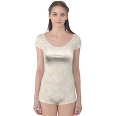 Champagne And White Butterflies Batik Boyleg Leotard  by SpinnyChairDesigns