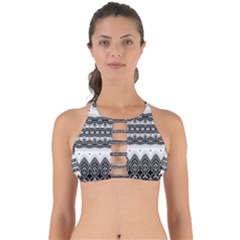 Boho Black And White  Perfectly Cut Out Bikini Top by SpinnyChairDesigns