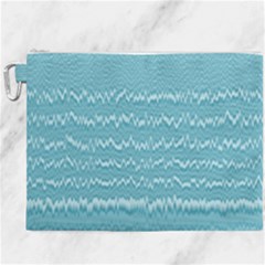 Boho Teal Stripes Canvas Cosmetic Bag (xxxl) by SpinnyChairDesigns
