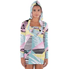 Mosaic Print Long Sleeve Hooded T-shirt by designsbymallika