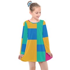 Squares  Kids  Long Sleeve Dress by Sobalvarro