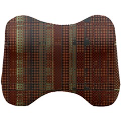 Rust Brown Grunge Plaid Head Support Cushion by SpinnyChairDesigns