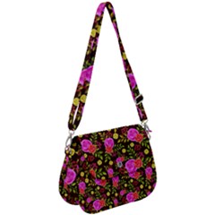 Background Rose Wallpaper Saddle Handbag by HermanTelo