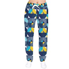 Geometric Hypnotic Shapes Women Velvet Drawstring Pants by tmsartbazaar