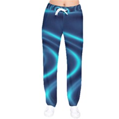 Blue Wavy Women Velvet Drawstring Pants by Sabelacarlos