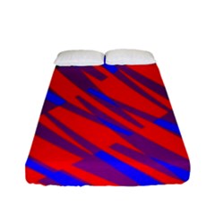 Geometric Blocks, Blue And Red Triangles, Abstract Pattern Fitted Sheet (full/ Double Size) by Casemiro
