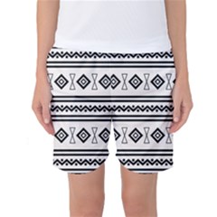 Black And White Aztec Women s Basketball Shorts by tmsartbazaar