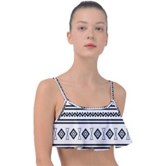 Black And White Aztec Frill Bikini Top by tmsartbazaar