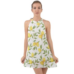 Lemons Halter Tie Back Chiffon Dress by Angelandspot