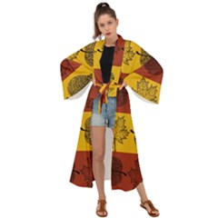 Autumn Leaves Colorful Nature Maxi Kimono by Mariart