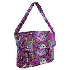 Blue Denim And Drawings Daisies Pink Buckle Messenger Bag by snowwhitegirl