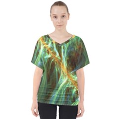 Abstract Illusion V-neck Dolman Drape Top by Sparkle