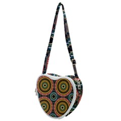 Aztec Multicolor Mandala Heart Shoulder Bag by tmsartbazaar