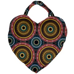 Aztec Multicolor Mandala Giant Heart Shaped Tote by tmsartbazaar