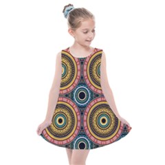 Aztec Multicolor Mandala Kids  Summer Dress by tmsartbazaar