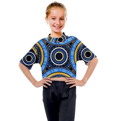 Tribal Zentangle Art Kids Mock Neck Tee by tmsartbazaar
