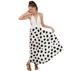  Black And White Seamless Cheetah Spots Backless Maxi Beach Dress by LoolyElzayat
