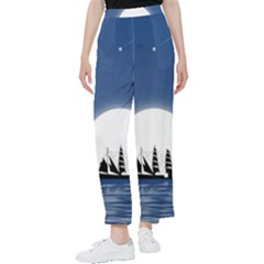 Boat Silhouette Moon Sailing Women s Pants  by HermanTelo