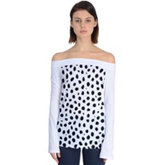  Black And White Seamless Cheetah Spots Off Shoulder Long Sleeve Top by LoolyElzayat
