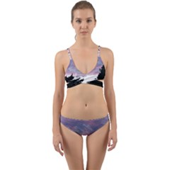 Colorful Overcast, Pink,violet,gray,black Wrap Around Bikini Set by MartinsMysteriousPhotographerShop