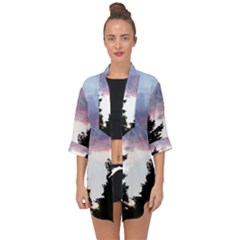 Colorful Overcast, Pink,violet,gray,black Open Front Chiffon Kimono by MartinsMysteriousPhotographerShop