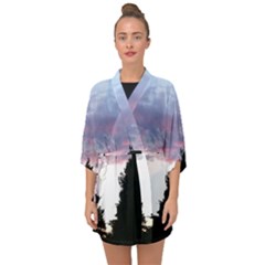 Colorful Overcast, Pink,violet,gray,black Half Sleeve Chiffon Kimono by MartinsMysteriousPhotographerShop
