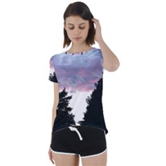 Colorful Overcast, Pink,violet,gray,black Short Sleeve Foldover Tee by MartinsMysteriousPhotographerShop