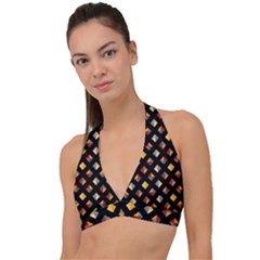 Geometric Diamond Tile Halter Plunge Bikini Top by tmsartbazaar