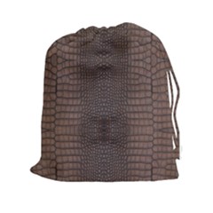 Brown Alligator Leather Skin Drawstring Pouch (2xl) by LoolyElzayat