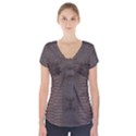 Brown Alligator Leather Skin Short Sleeve Front Detail Top View1