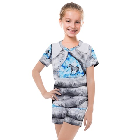 Hands Horse Hand Dream Kids  Mesh Tee And Shorts Set by HermanTelo