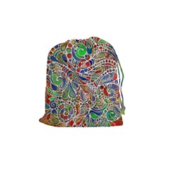 Pop Art - Spirals World 1 Drawstring Pouch (medium) by EDDArt