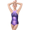 Violet Spark Cross Front Low Back Swimsuit View1