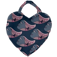 Doodle Queen Fish Pattern Giant Heart Shaped Tote by tmsartbazaar