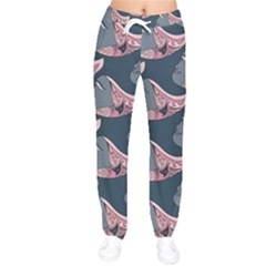 Doodle Queen Fish Pattern Women Velvet Drawstring Pants by tmsartbazaar