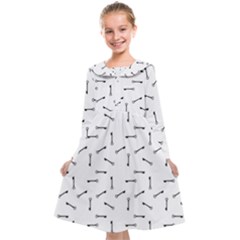 Antique Iron Key Graphic Silhouette Motif Pattern Kids  Midi Sailor Dress by dflcprintsclothing