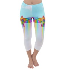 Rainbow Bird Capri Winter Leggings  by Sparkle