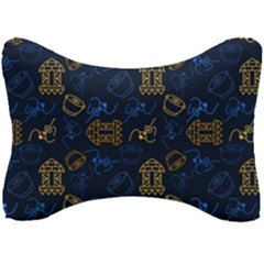 Tribal Festive Folk Pattern Seat Head Rest Cushion by tmsartbazaar