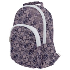 Violet Textured Mosaic Ornate Print Rounded Multi Pocket Backpack by dflcprintsclothing